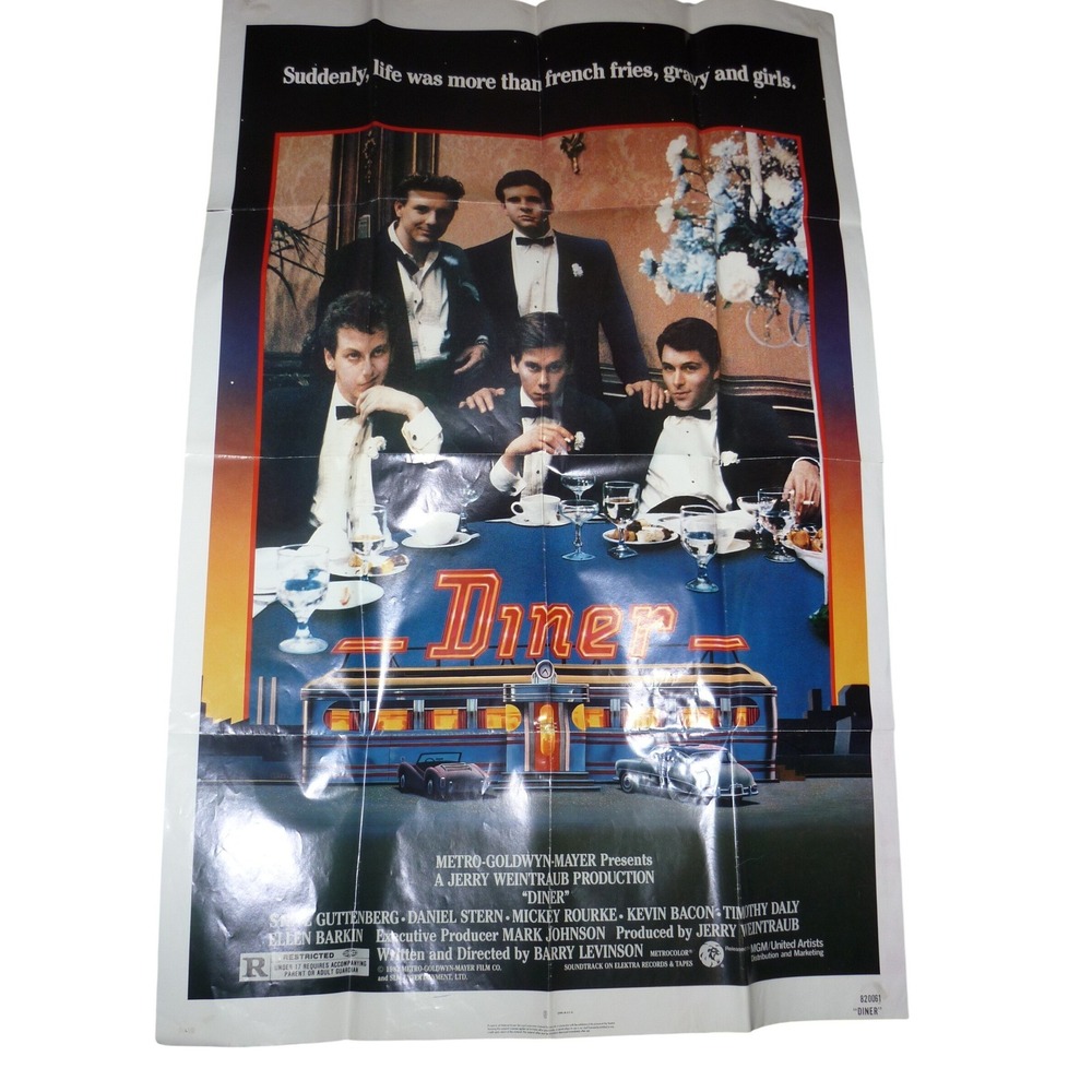 Vintage 1982 Diner Movie Poster Original One Sheet 27x41‎ Kevin Bacon MGM 820061